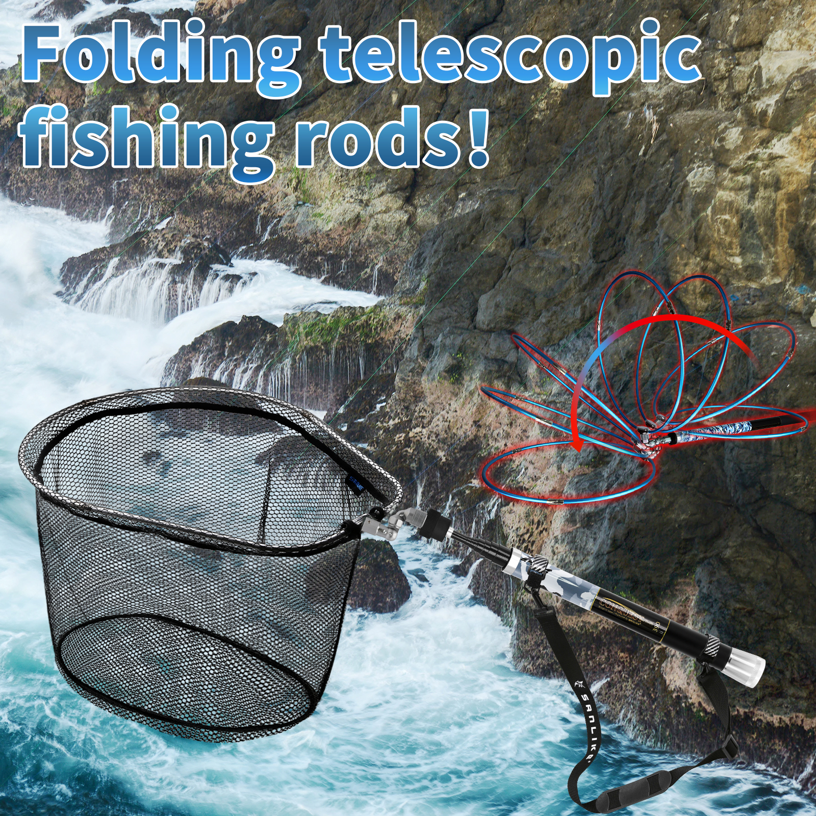 SANLIKE Fishing Net Glass Fibr - Landing Net Telescopic reseña y precio